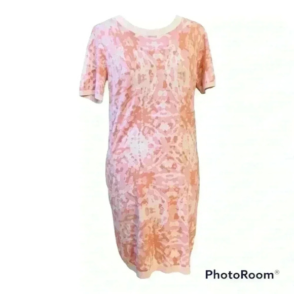 525 AMERICA BORN Pink Camo Knit Stretch Comfy Dress Short Sleeve Dress Barbie - Picture 1 of 8